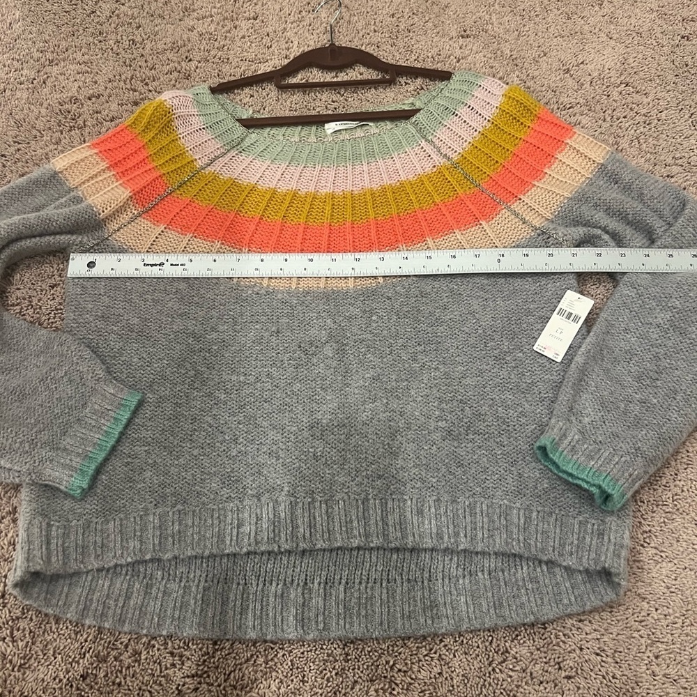 NWT new Anthropologie Colleen sweater large petite LP gray rainbow shimmer - Picture 16 of 17